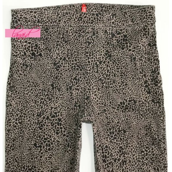 Spanx Jean-ish Ankle Leggings Desert Dot Taupe Animal Print Jeggings Skinny Jean - Picture 11 of 14